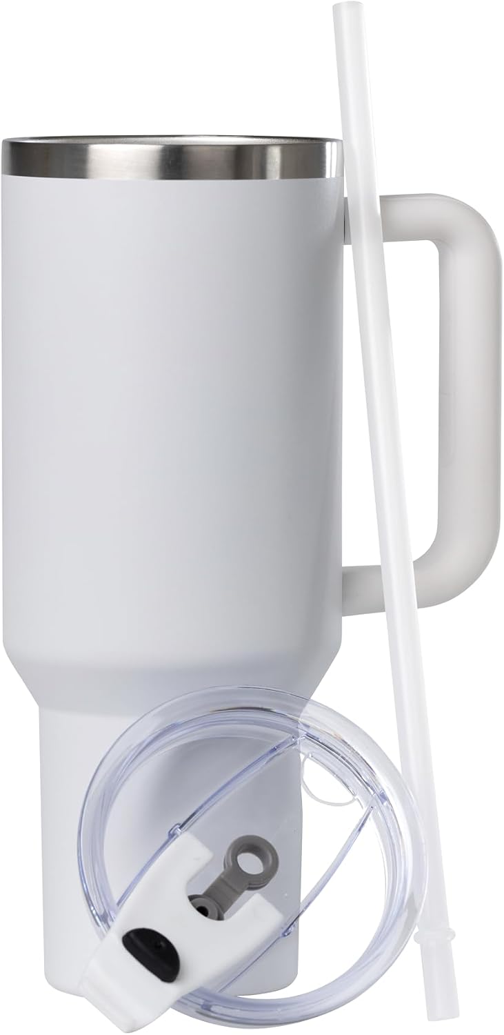 Vaso térmico acero inox 40oz con asa tapa y popote