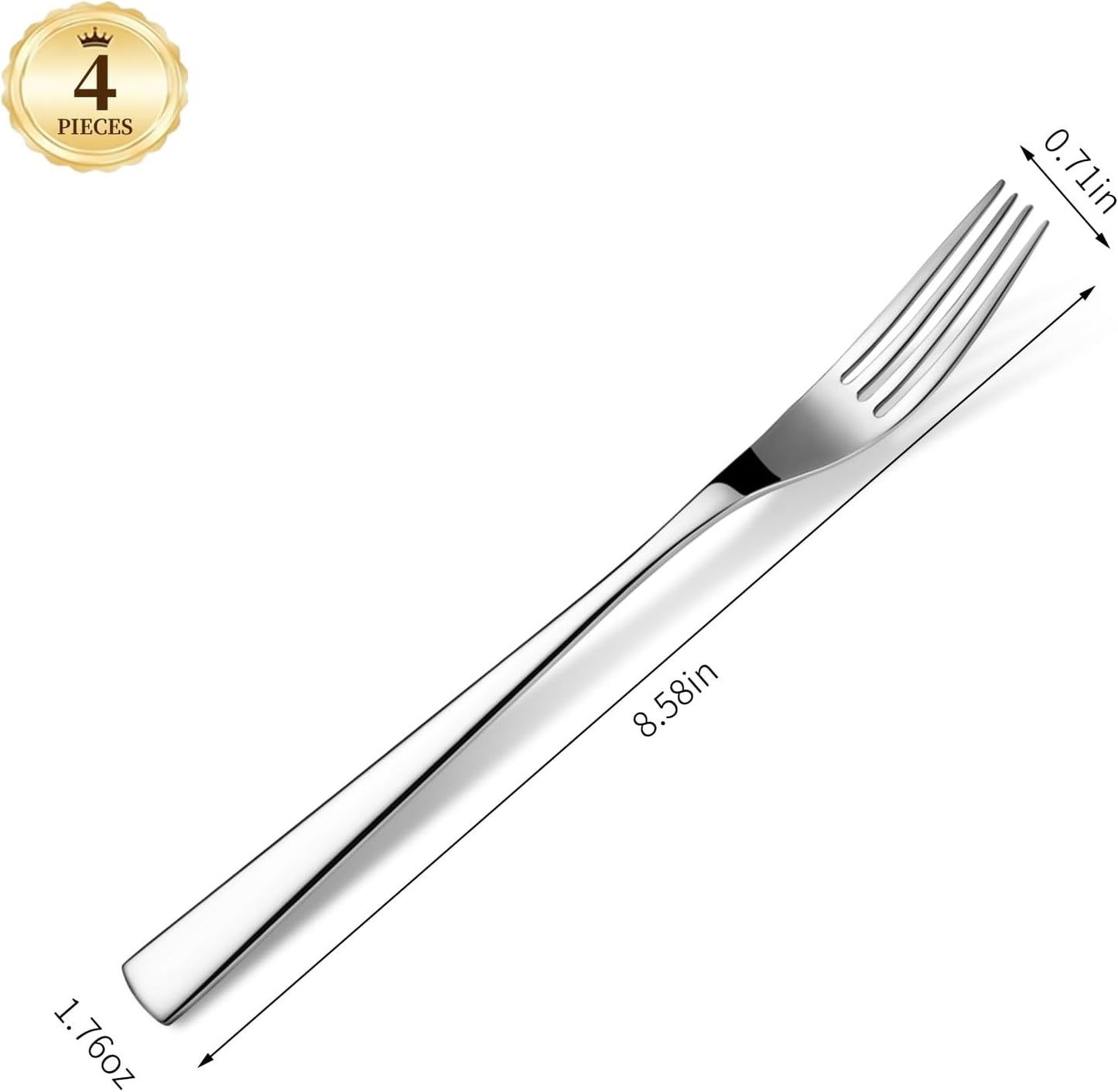 Set 4 Tenedores Acero Inox 18/10 Plateados Hogar Cocina