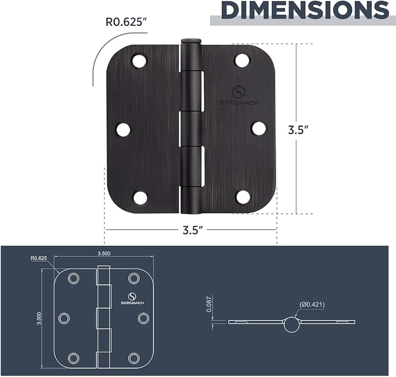 Bisagras puerta bronce aceitado 3.5" negra interior 30uds