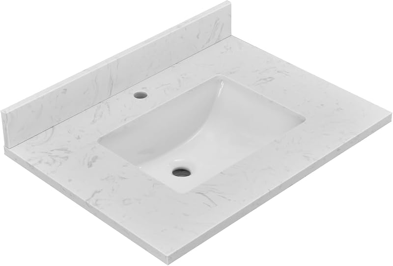 Encimera tocador 30x22pulg piedra artificial blanca