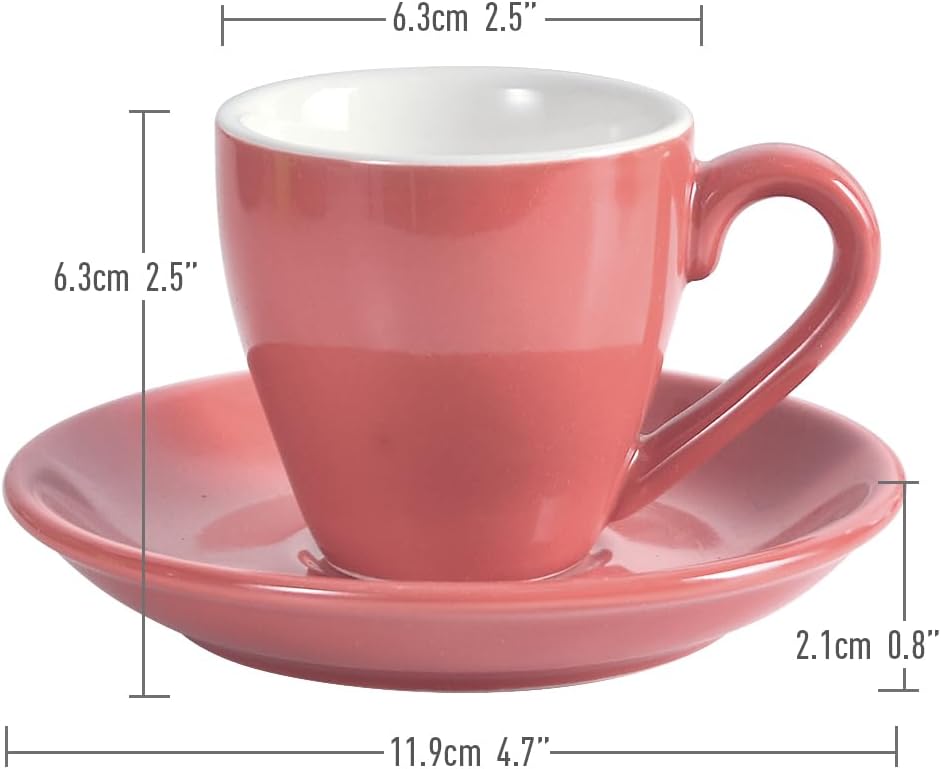 Set 2 Tazas Espresso Porcelana Platillo 80ml Rosa