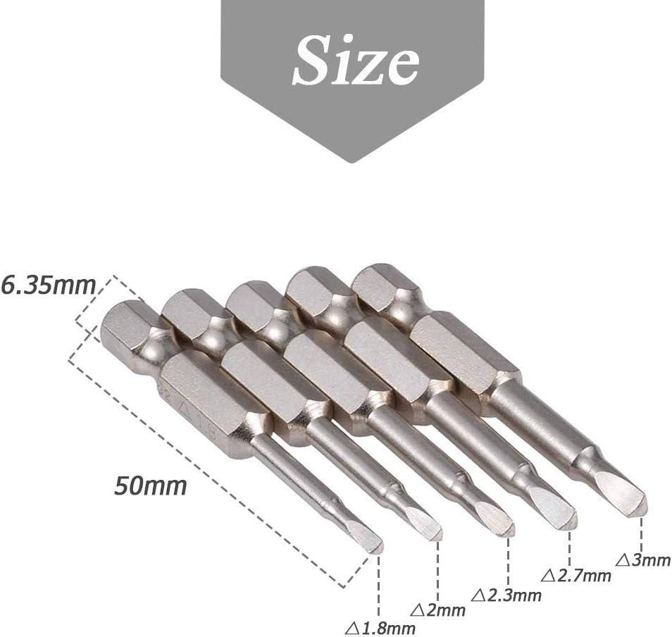 Set 5 puntas destornillador triangular 1.8/2/2.3/2.7/0.118pulg