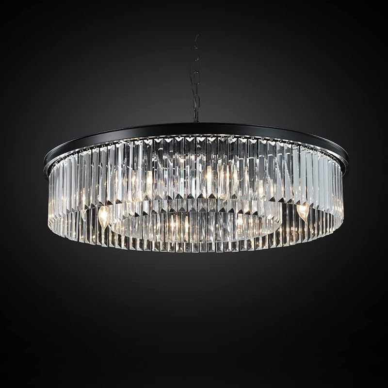 Lámpara colgante cristal moderna 8 luces negro 27.56pulg