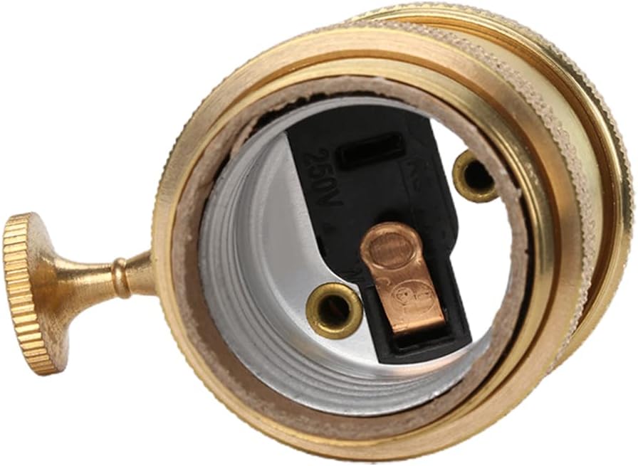Rosca latón enchufe luz Edison E26 E27 con interruptor dorado pack 2