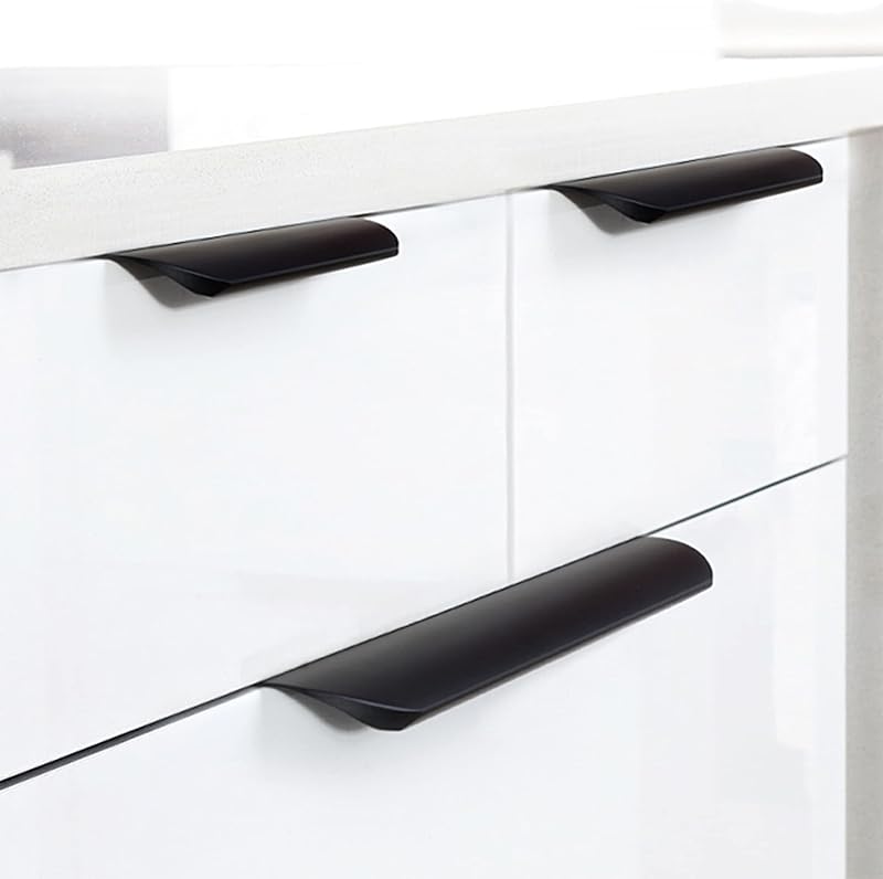 Tirador dedo negro aluminio cajón cocina 6" set 10