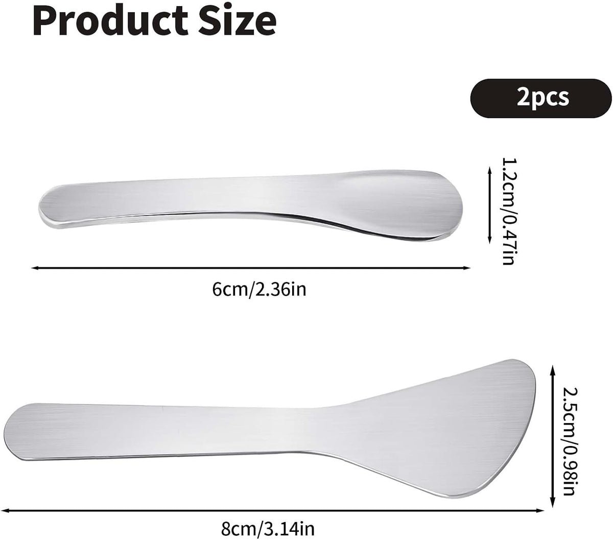 2 Espátulas Cosméticas Metal para Maquillaje y Cuidado de la Piel