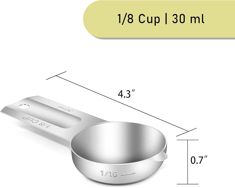 Taza medidora 1/8 taza acero inox con cuchara