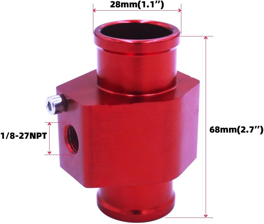 Adaptador manguera sensor temperatura agua 28mm rojo