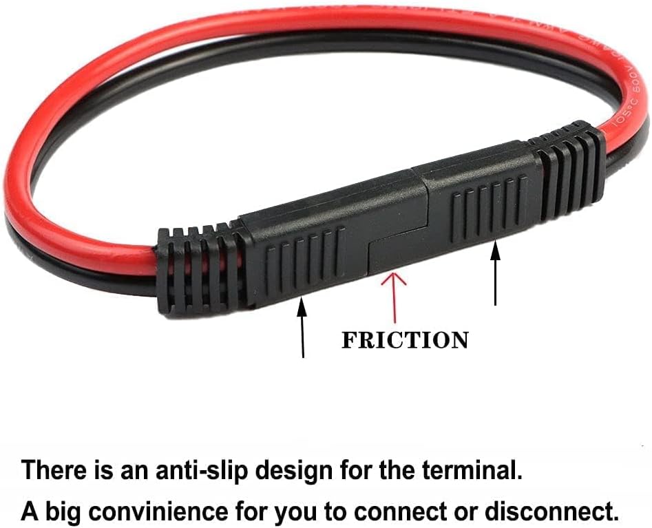 5 Pzas Cable Desconexión Rápida SAE 12" Rojo y Negro