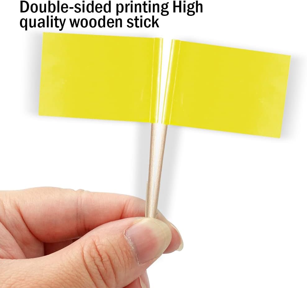 Palillos dientes bandera blanca para fiestas amarillo