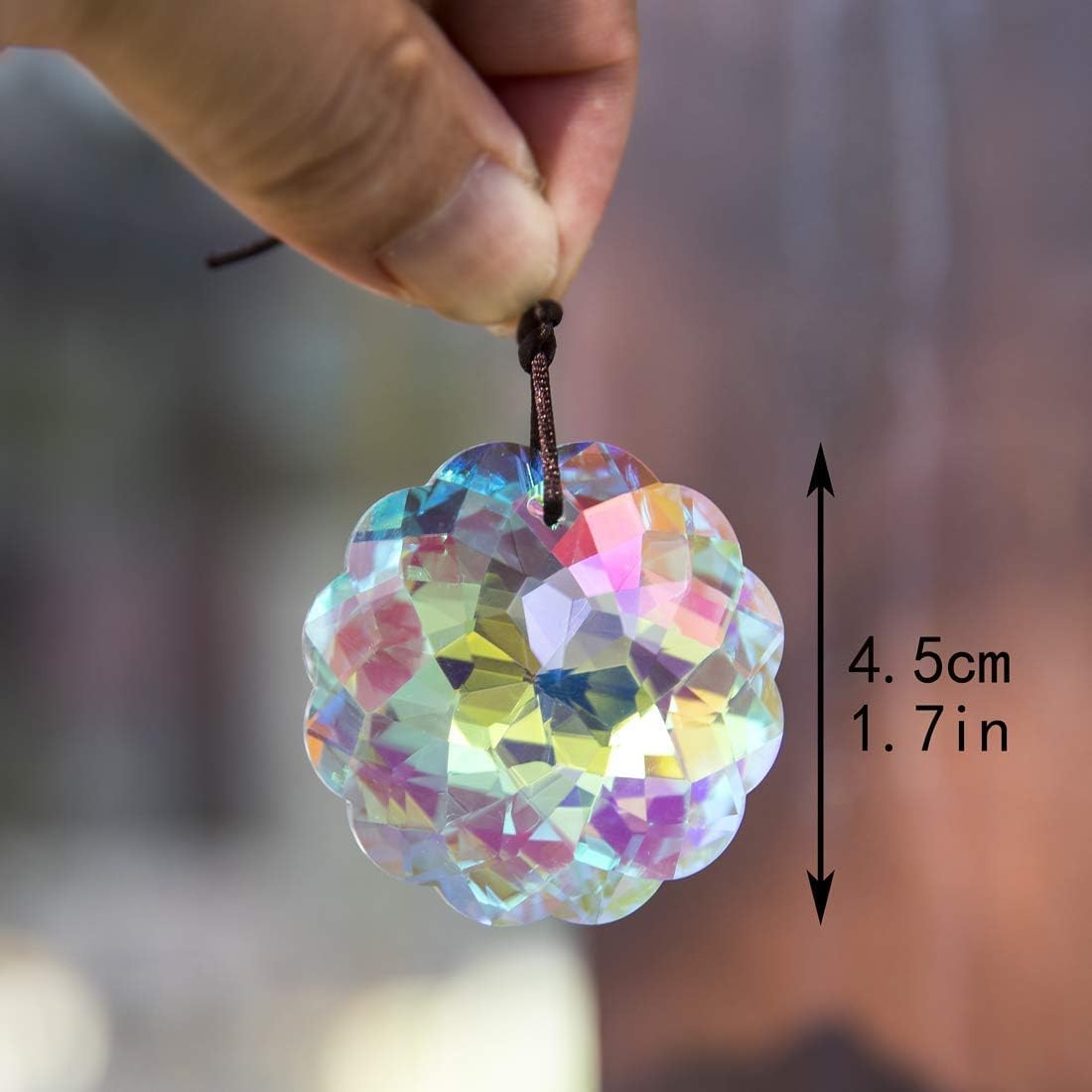 Set 2 colgantes cristal forma datura arco iris 45mm