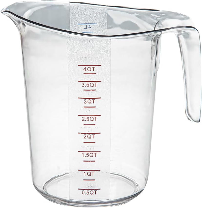 Tarro medidor 4qt con vaso plástico transparente 248°F