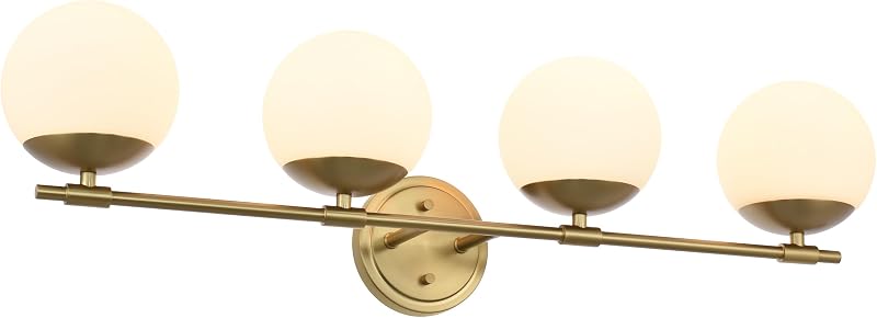 Lámparas doradas para tocador baño 4 luces con globo