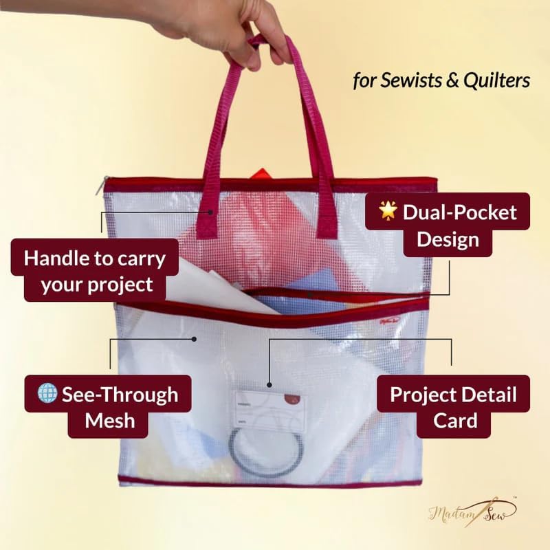 Bolsa organizadora de manualidades con asas malla transparente