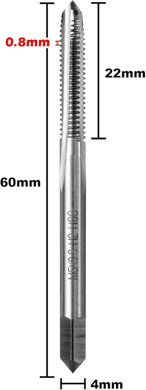 2 Pzas Tornillo M5 x 0.8 Rosca Métrica Flautas Rectas