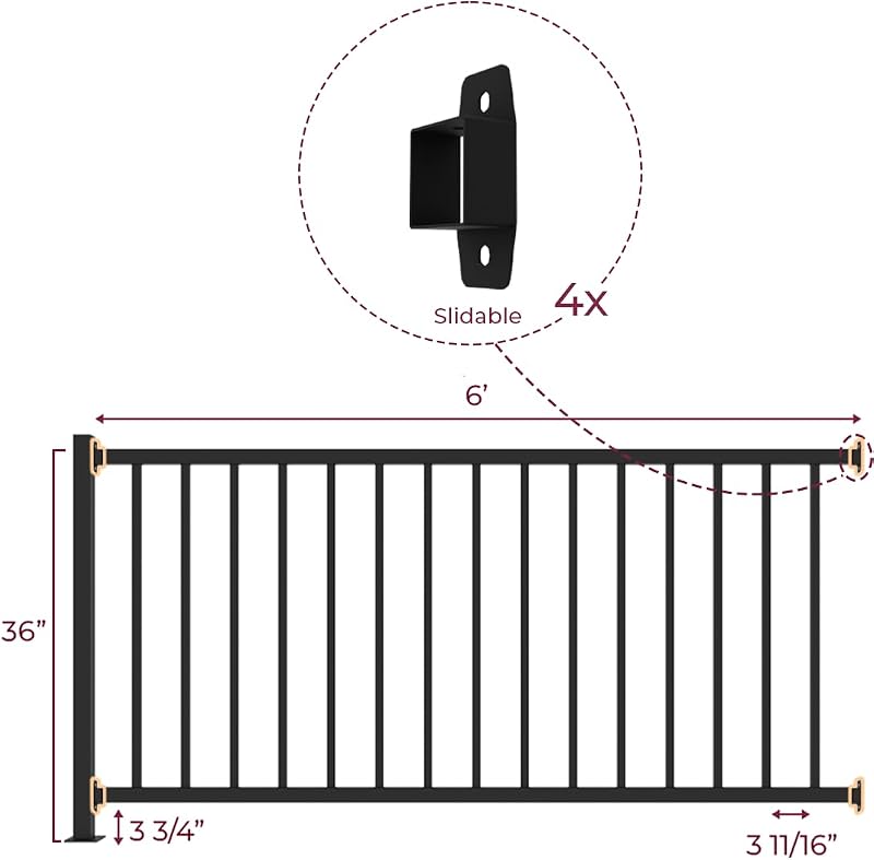 Kit Barandilla Terraza Metal Hierro Forjado Negro