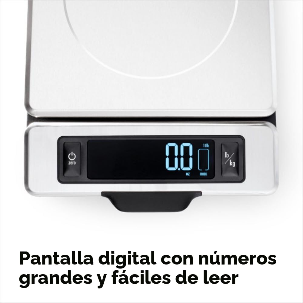 Báscula cocina acero inox 11lb pantalla extraíble negro