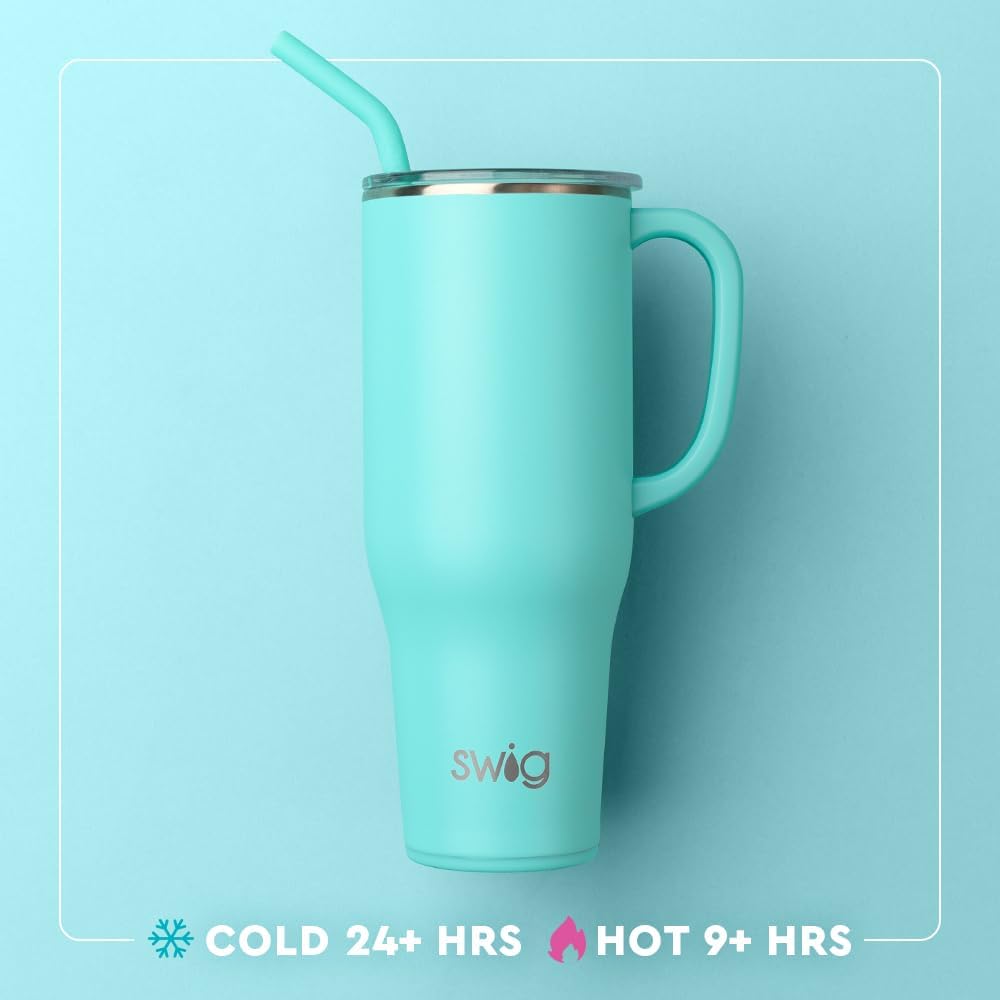 Vaso acero inox 40oz con asa popote aislado rosa intenso