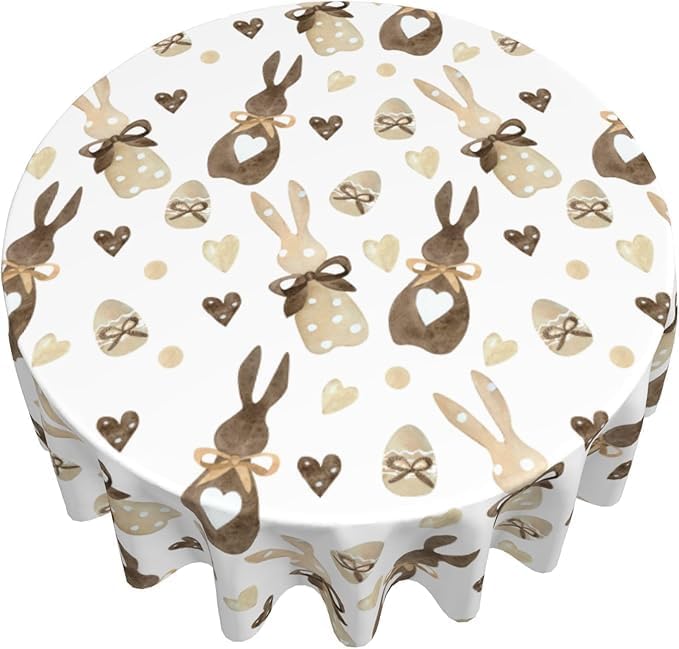 Mantel Pascua 60pulg color crema conejito resistente