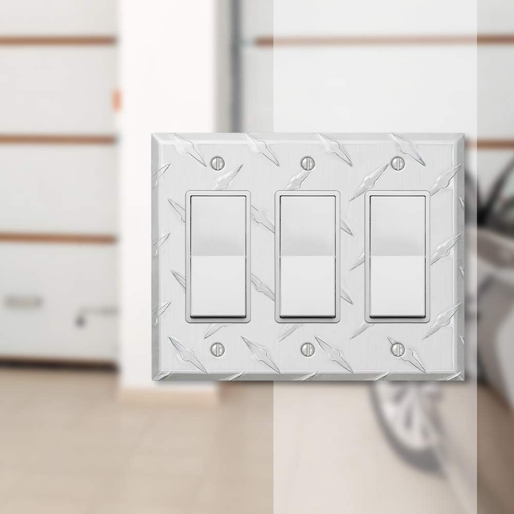 Placa pared aluminio estampada triple con diamante 3 balancines