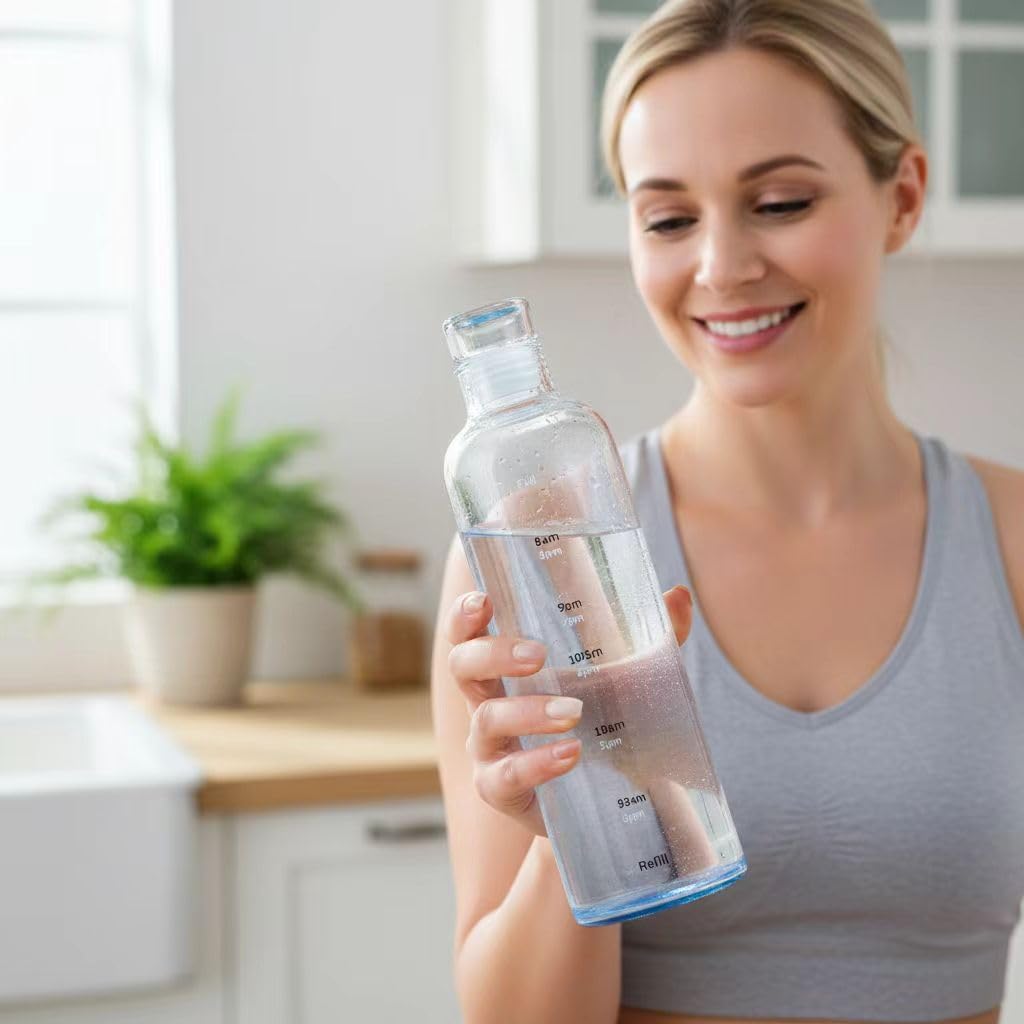 Botella deportiva plástico 26oz con marcador azul
