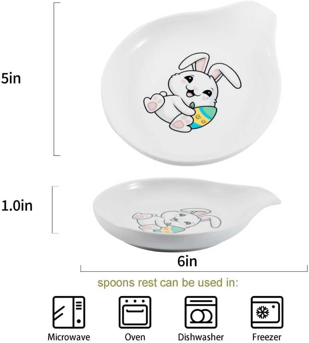 Soporte cuchara cerámica diseño conejo Pascua cocina