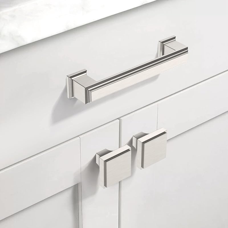 10 Manijas Níquel Satinado 3.75" para Gabinetes