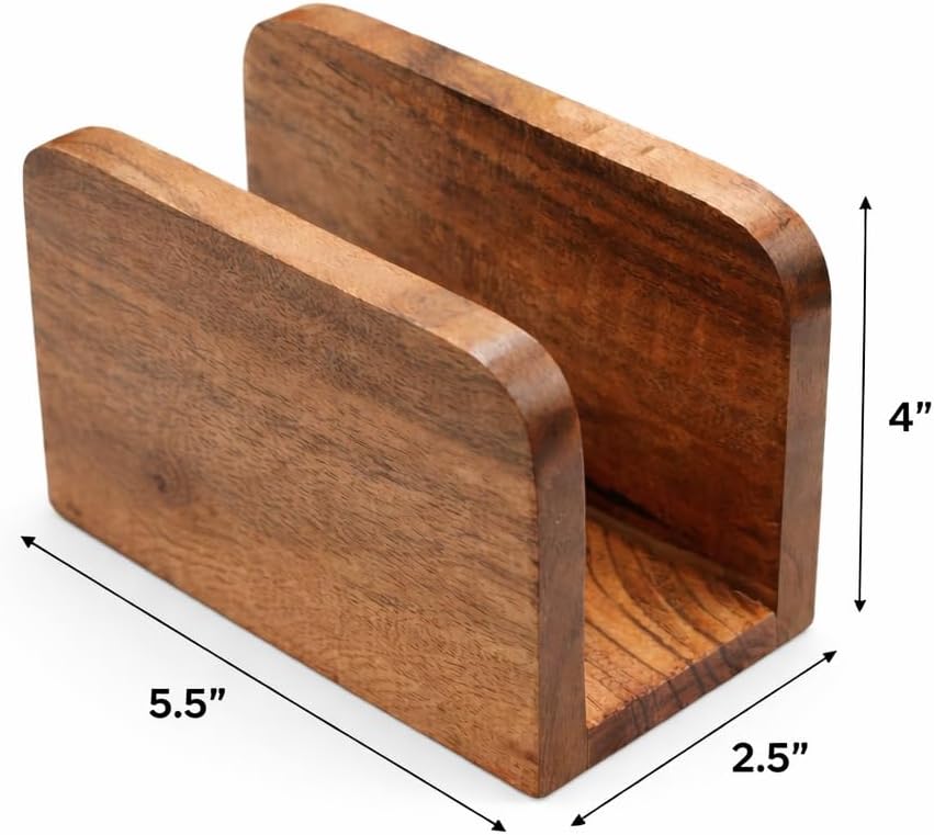 Servilletero madera acacia organizador cocina rústico