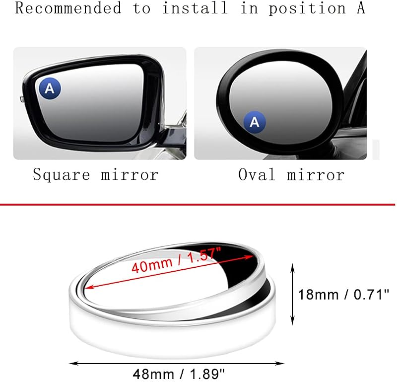 Espejo retrovisor convexo redondo vidrio 1-9/16pulg adhesivo fuerte