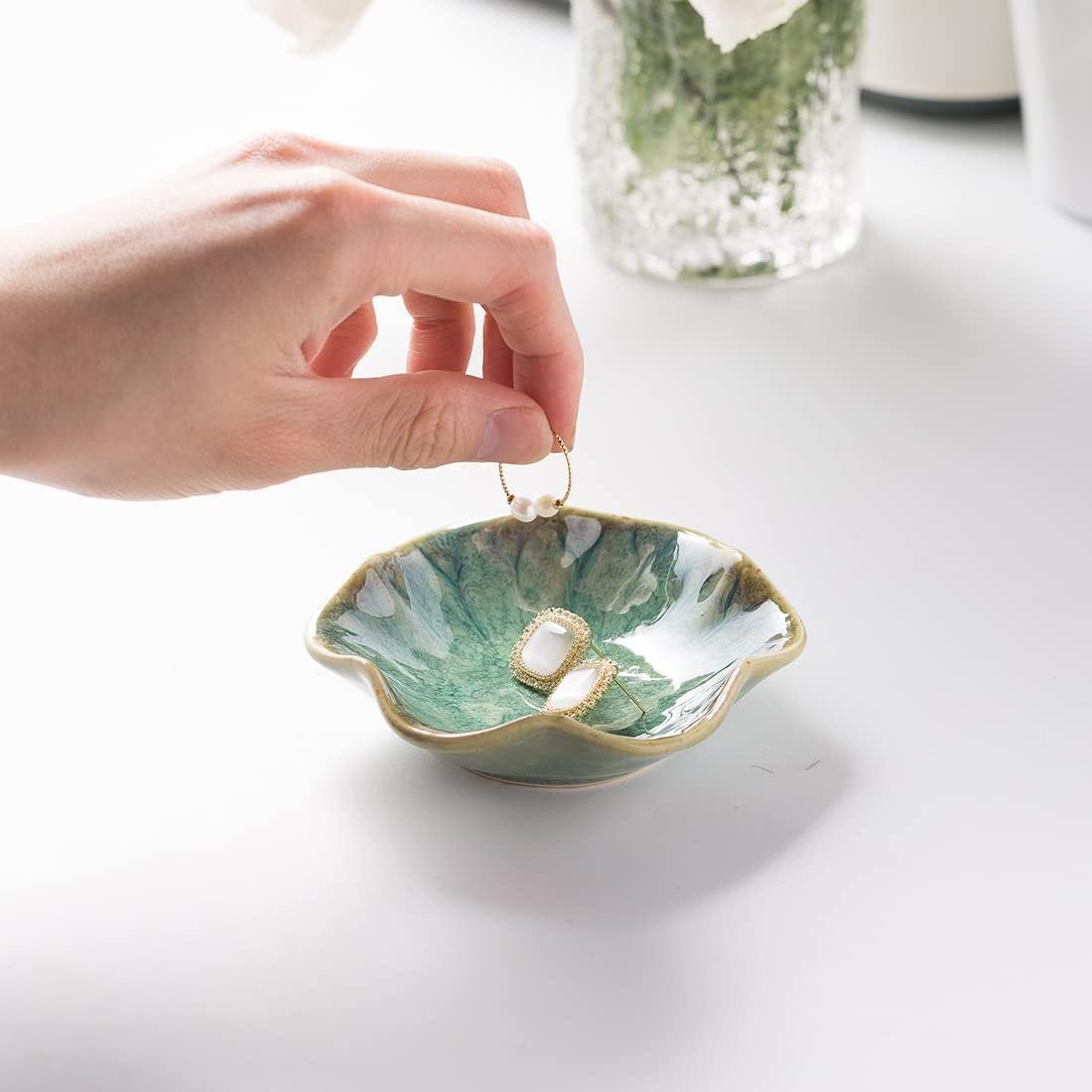 Bandeja cerámica soporte joyas anillos llaves decoración