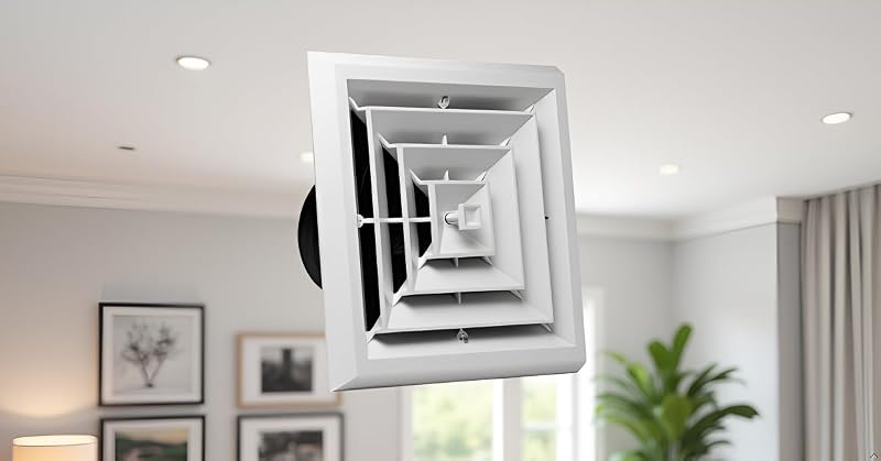 Rejilla techo 8x8 plástico con caja HVAC 4 vías