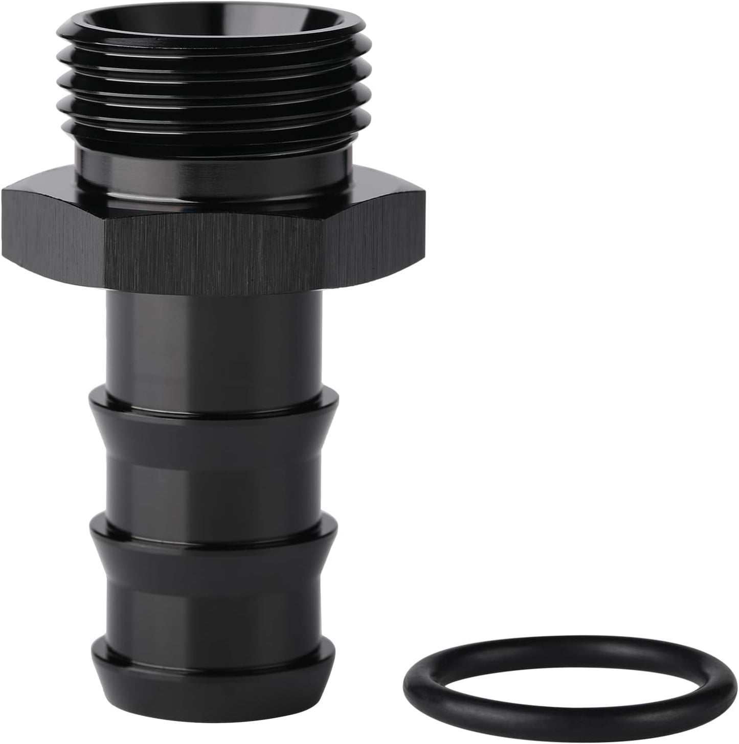 Adaptador recto aluminio negro 3/4 macho a manguera