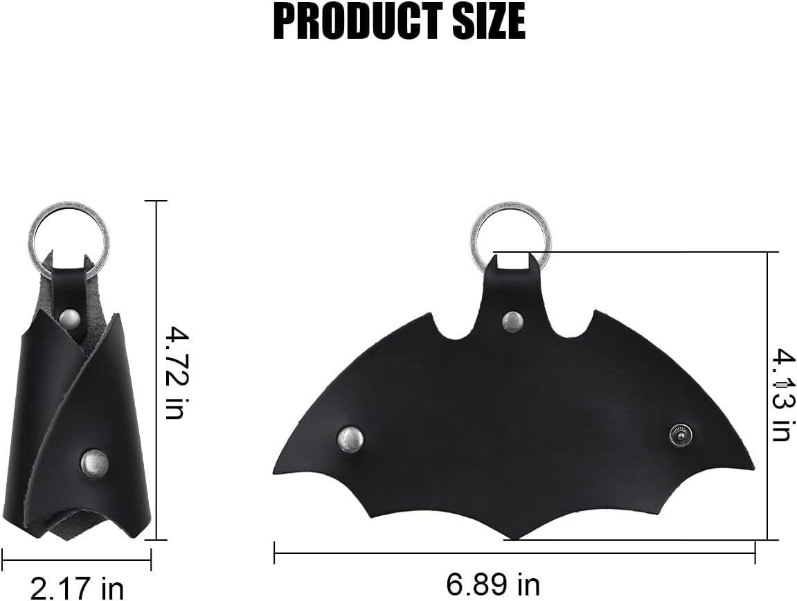Llavero cuero forma murciélago para auto universal blanco/negro