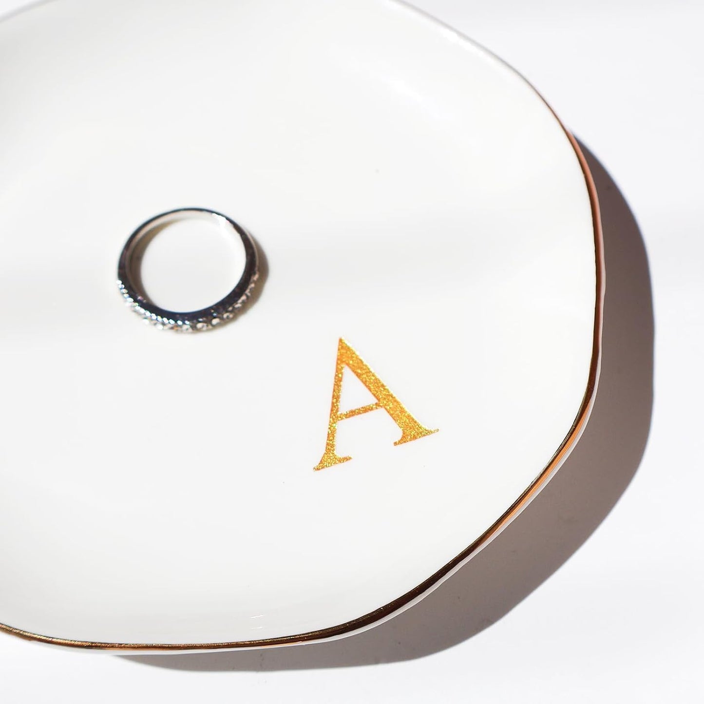 Bandeja cerámica anillo personalizado A-Monogramado regalo