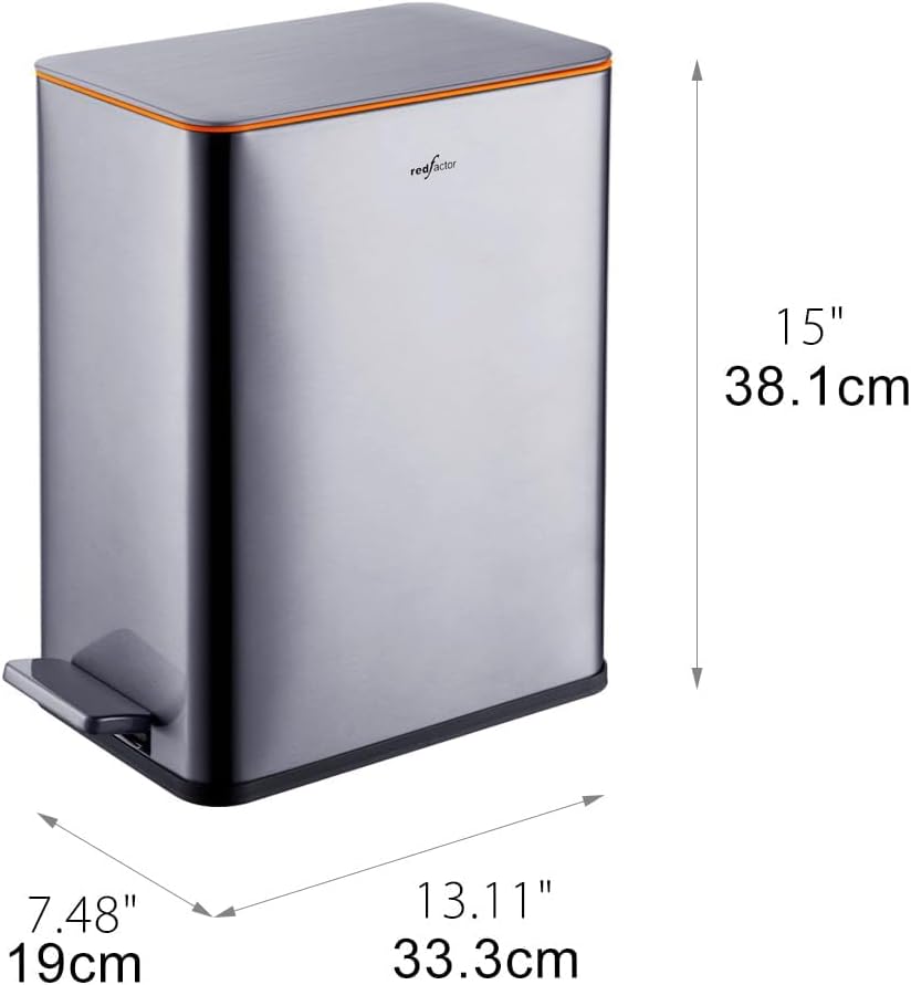 Cubo basura acero inox 2.6gal tapa suave gris