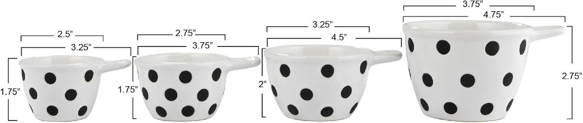 Taza medidora cerámica set 4 blanco y negro