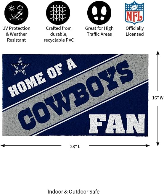 Tapete oficial Dallas Cowboys 28x16pulg para fanáticos