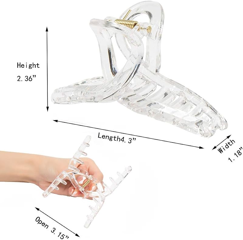 Clips garra transparentes para cabello mujer 3uds