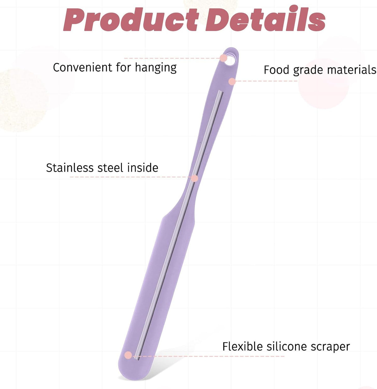 2 Espátulas Silicona Rascador Cuchillo Maní Mango Largo
