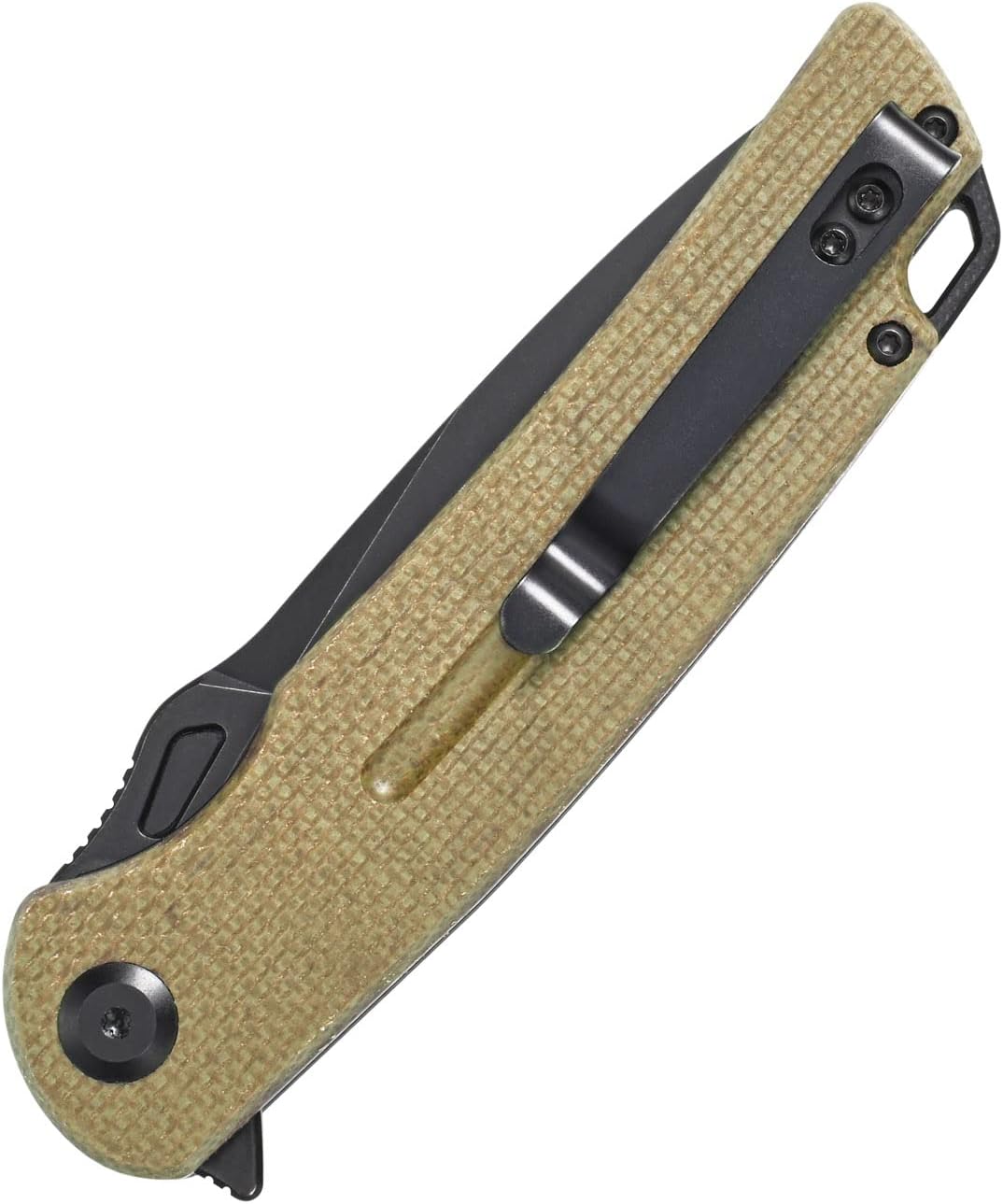 Cuchillo plegable hoja D2 mango micarta EDC senderismo verde