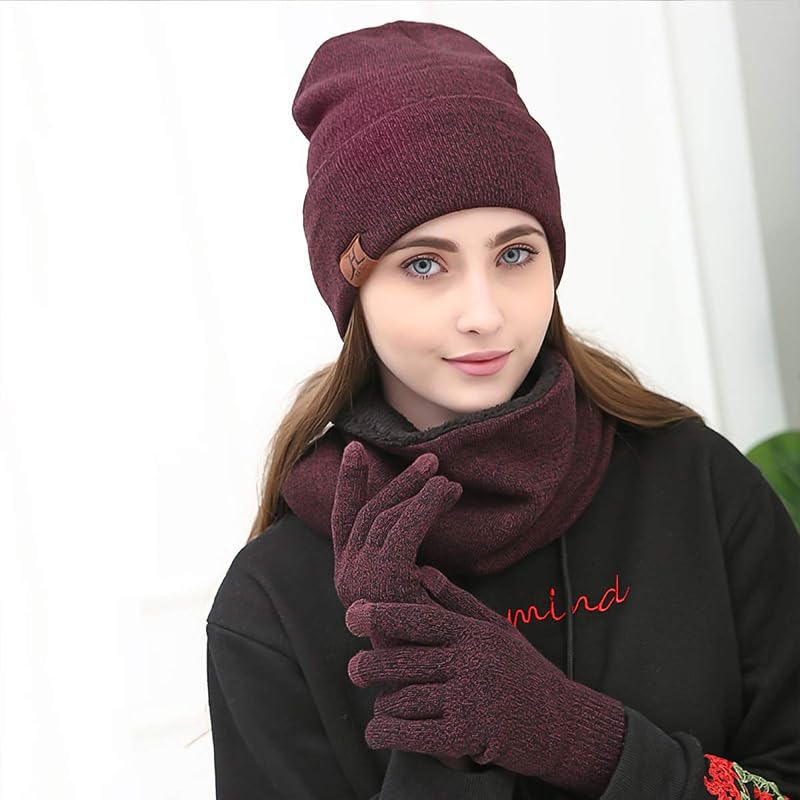 Guantes Touch Screen Beanie Gorro Invierno para Hombre Mujer