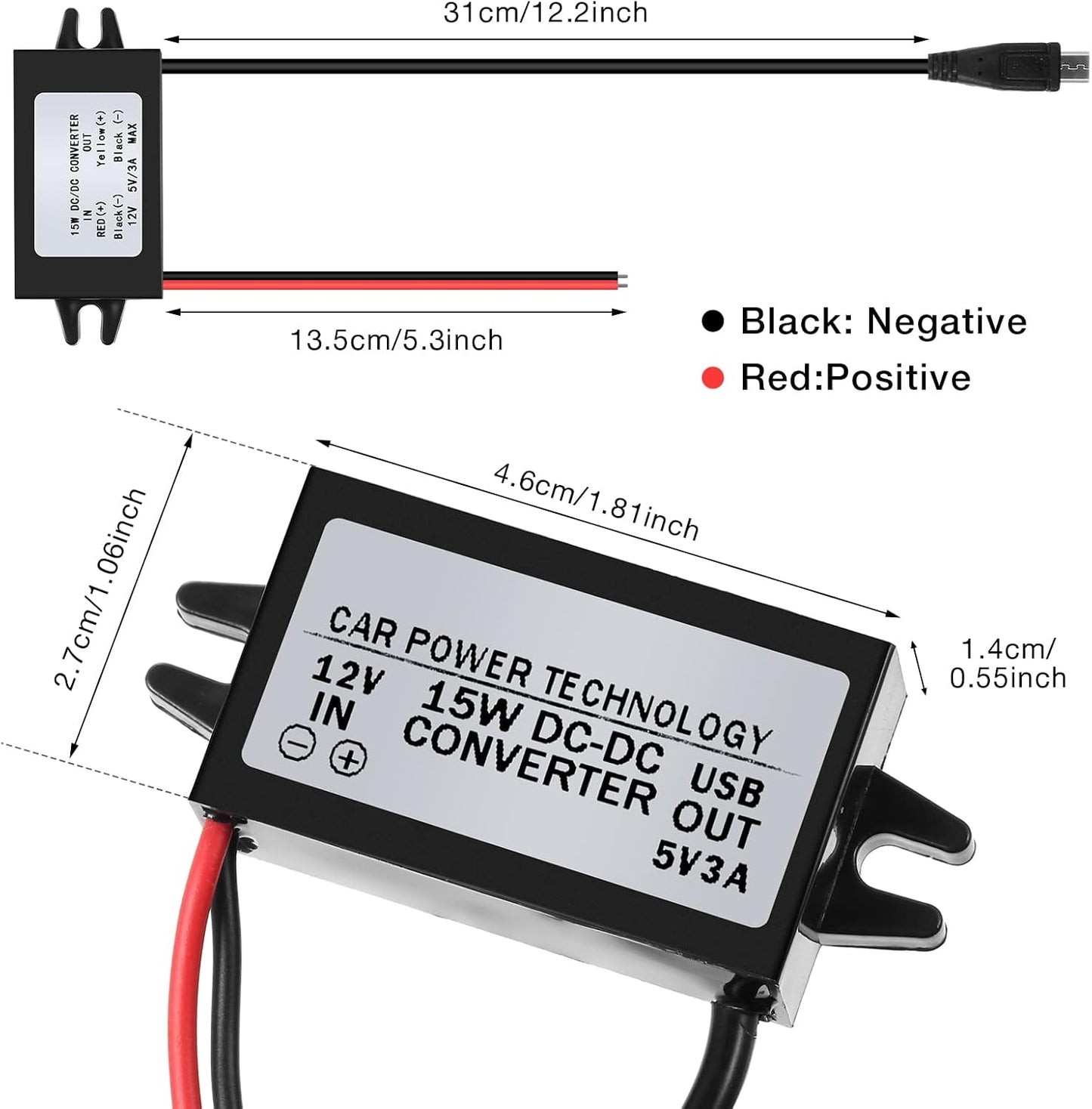 Convertidor 12V a 5V DC-DC para automóvil micro USB