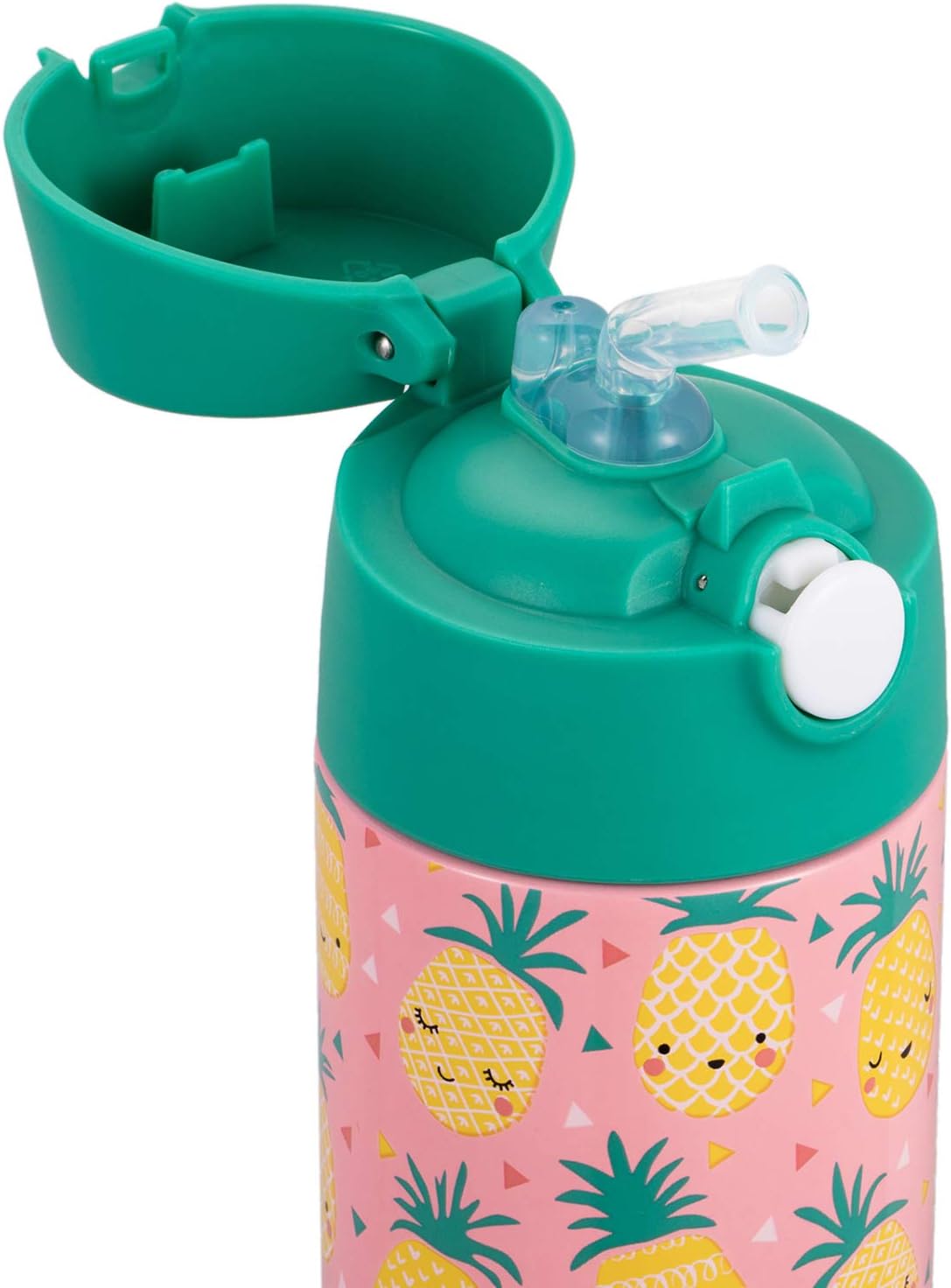 Botella agua aislada acero inox niños popote tapa volteo