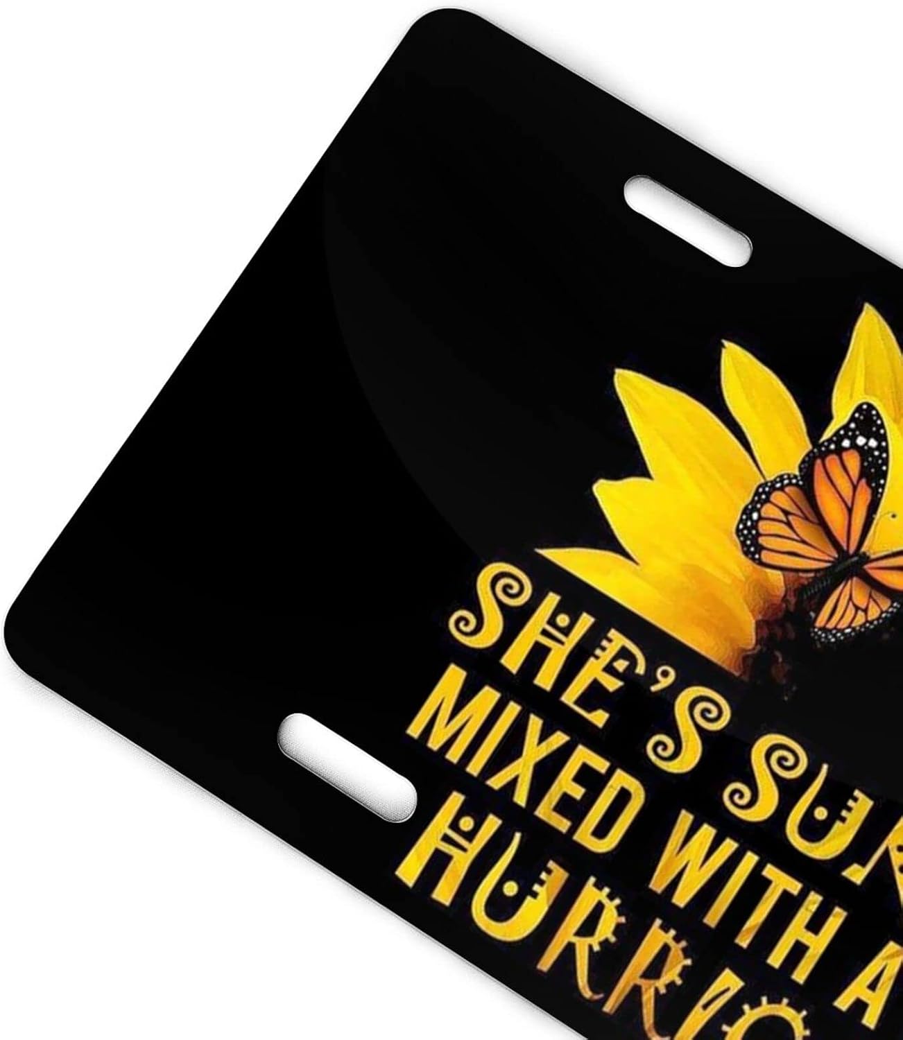 Placa matrícula aluminio diseño mariposa girasol 6x12pulg