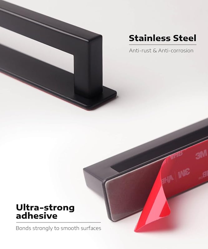 Manijas autoadhesivas para puerta ducha 6pulg color negro