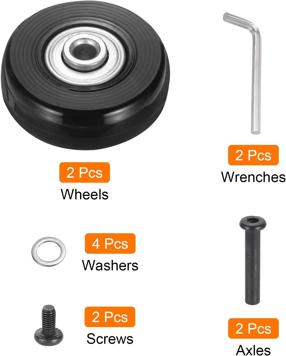 Rueda equipaje repuesto 45x18mm goma negro