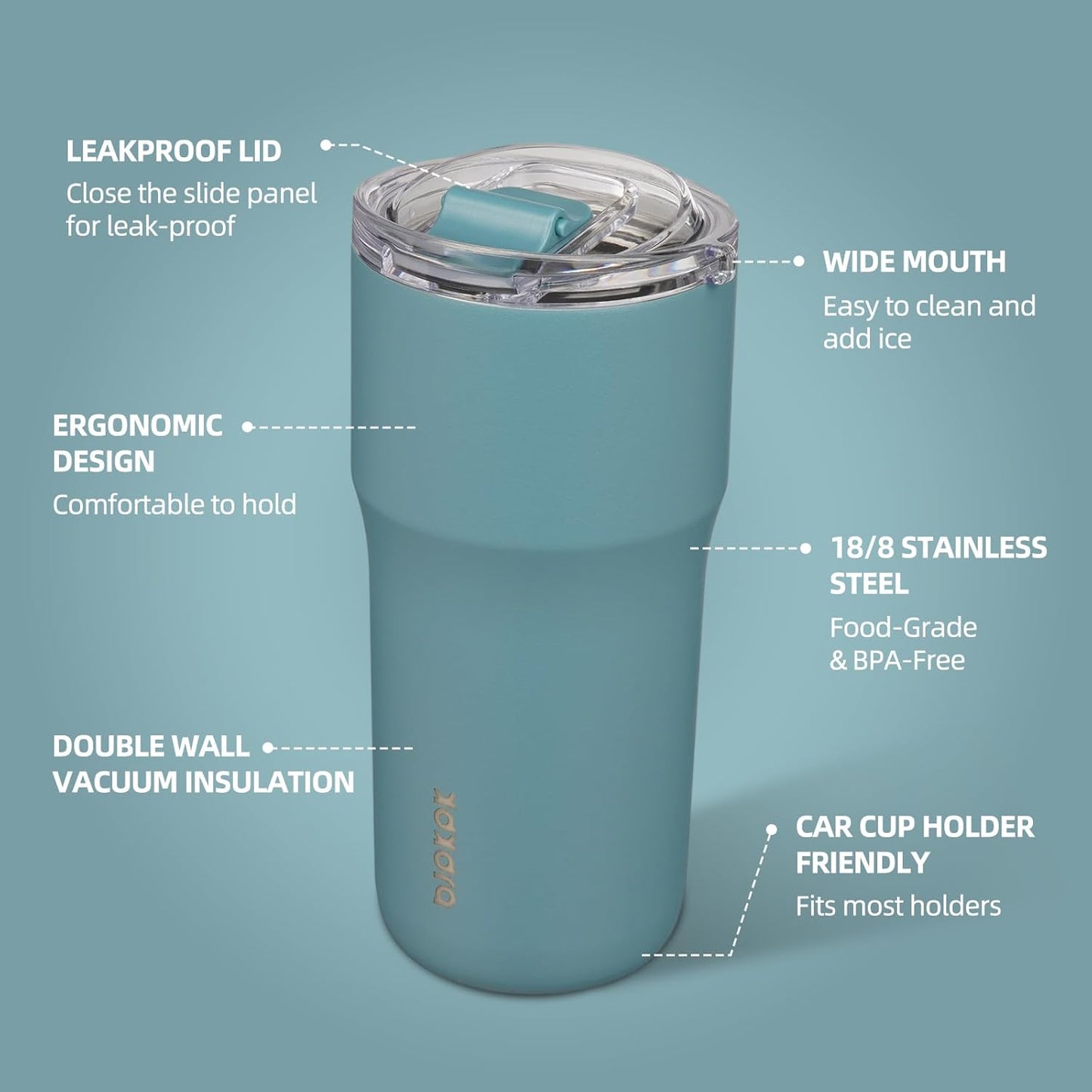 Vaso térmico acero inox 20oz con tapa color azul