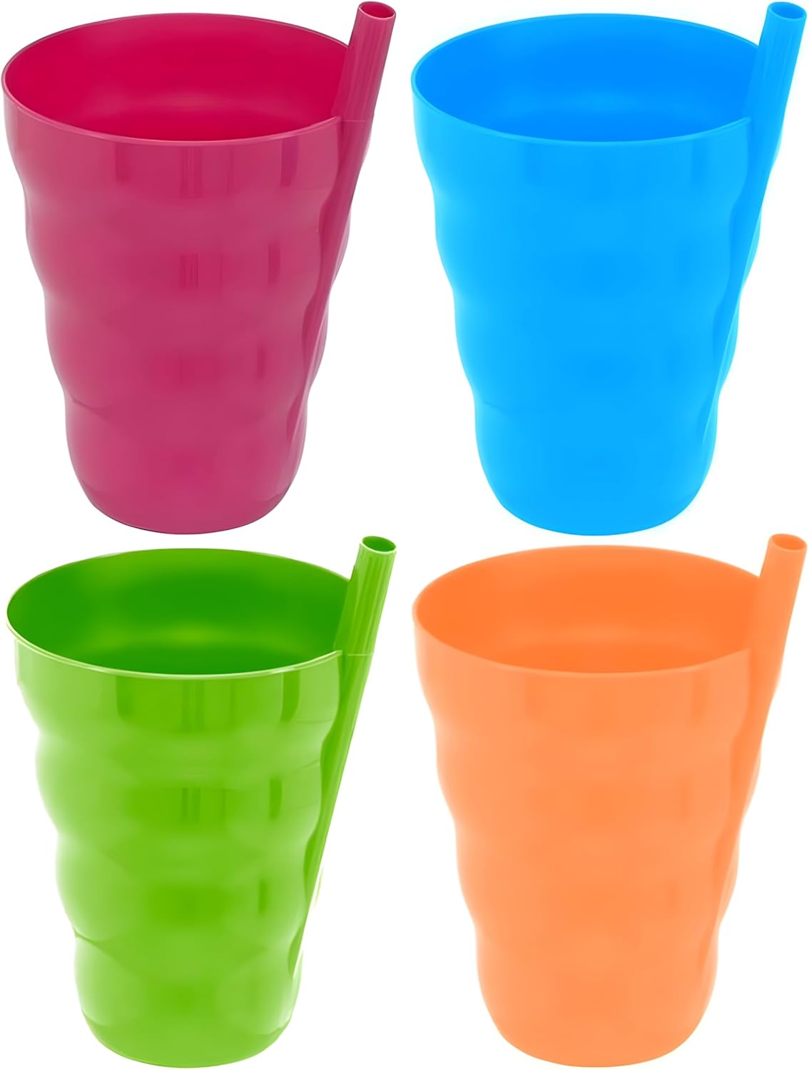 Vasos plástico sin BPA popote 11oz set 4 reutilizables