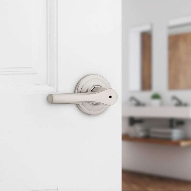 Manija puerta baño dormitorio Kwikset Henley níquel satinado