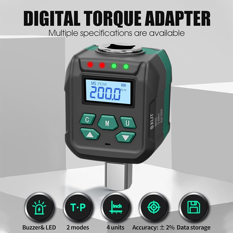 Set adaptador torque digital 1/2 con 1/4 y 3/8 LED